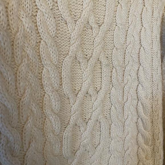 INIS CRAFTS IRELAND 100% merino wool cream turtleneck cableknit sweater medium - Picture 3 of 6